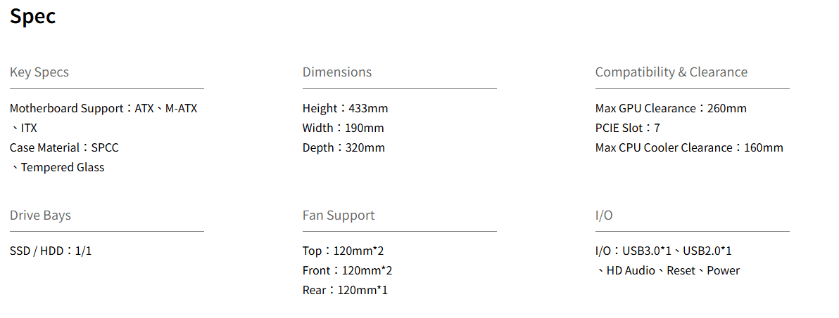 DARKFLASH A290 ARGB SPECS