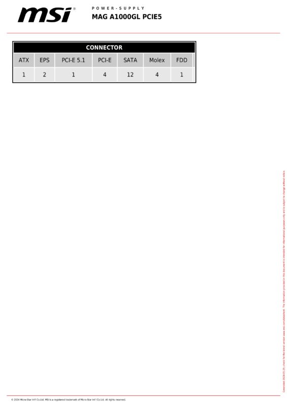 MSI MAG A1000GL PCIE5
