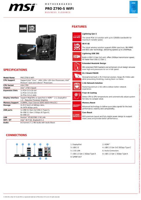 MSI PRO Z790-S WIFI