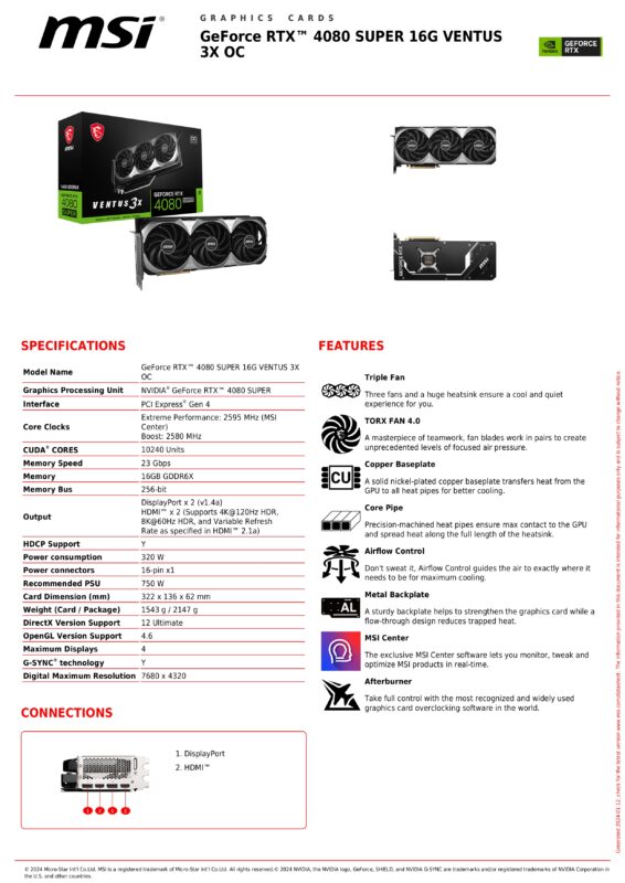MSI RTX 4080 SUPER VENTUS 3X