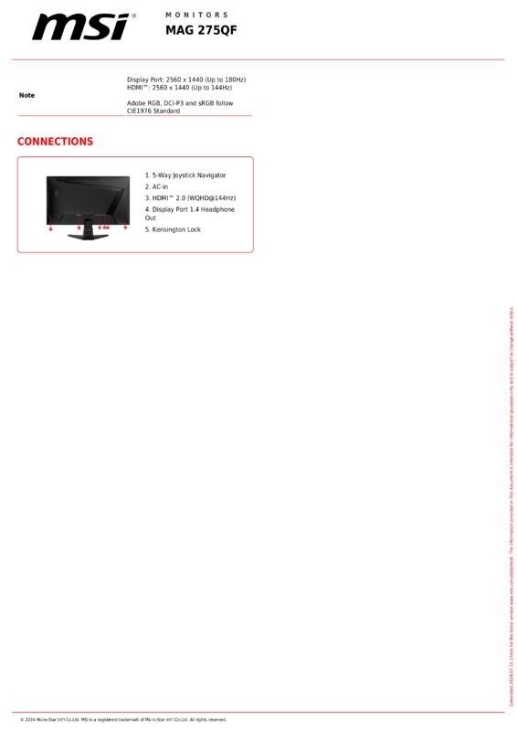 MSI MAG 275QF
