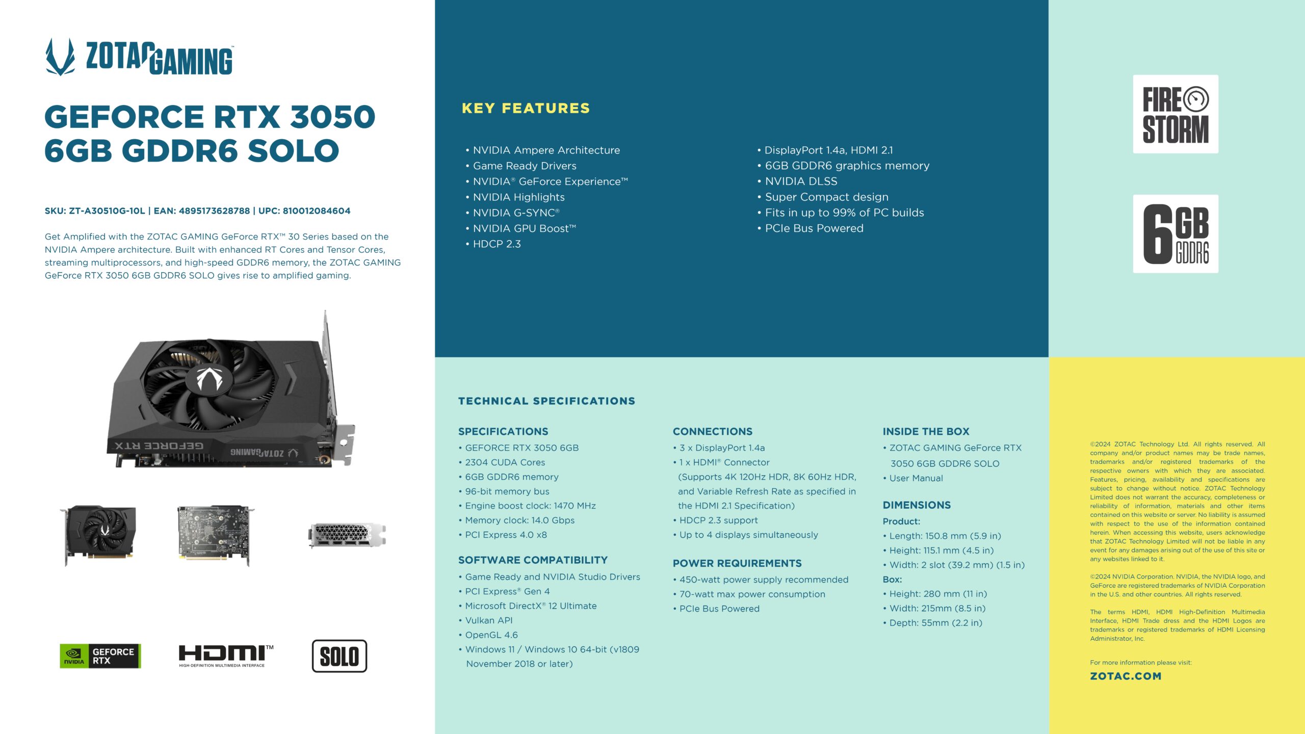 ZOTAC RTX 3050 SOLO 6GB