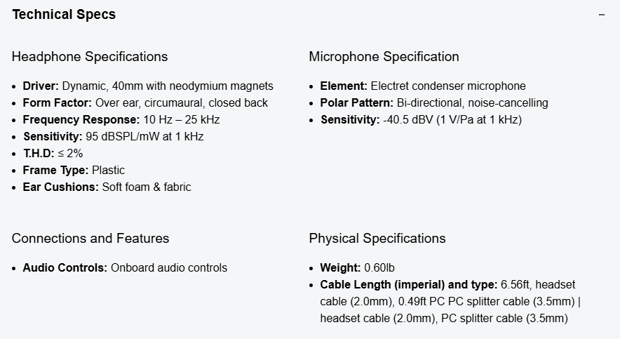 HYPERX CLOUD STINGER 2 CORE SPECS