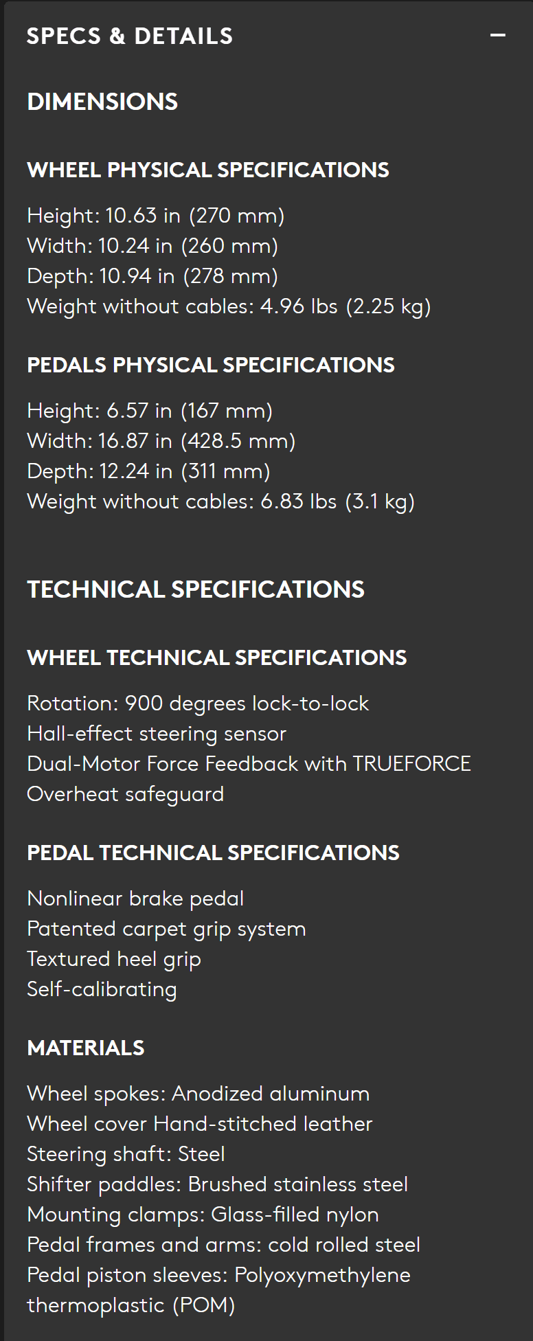 LOGITECH G923 PC SPECS