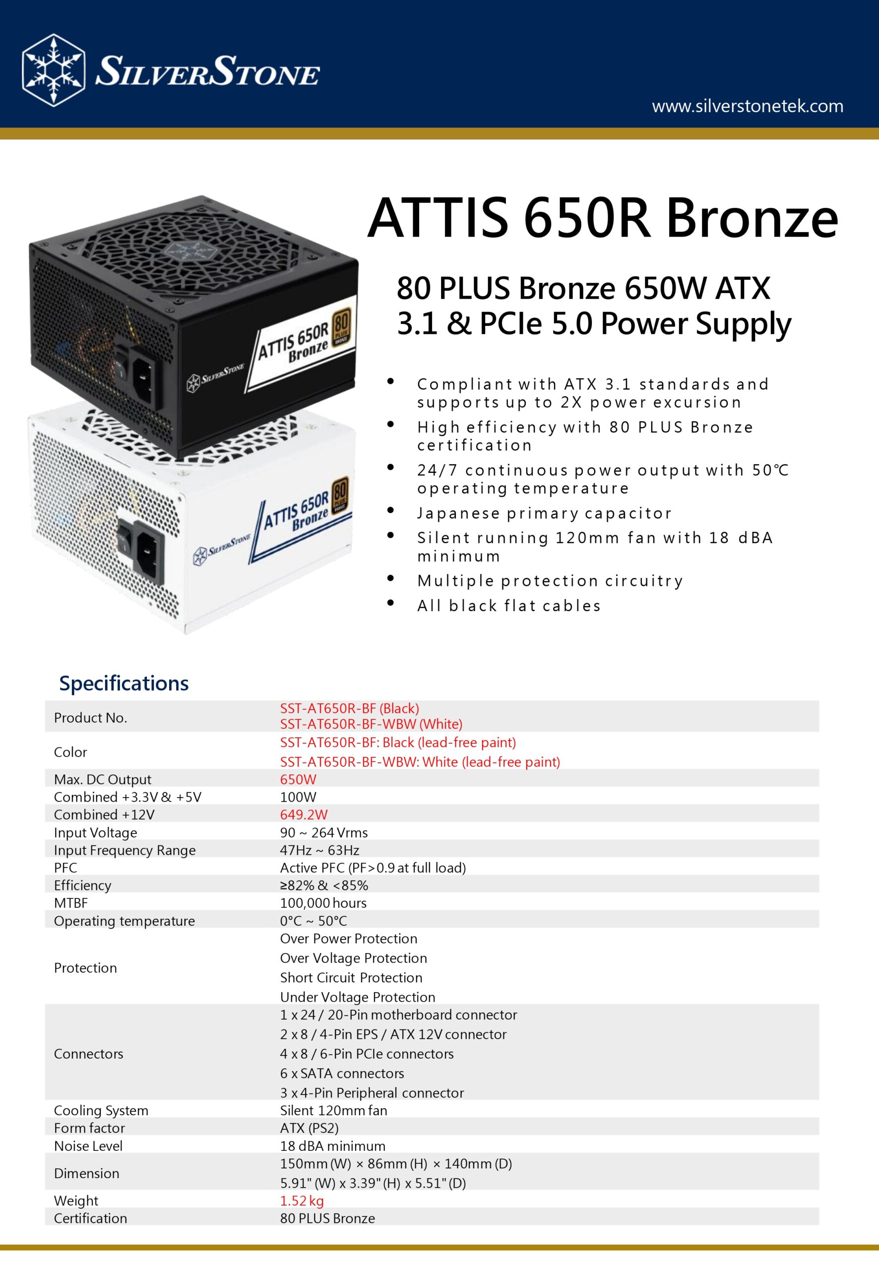 SILVERSTONE ATTIS 650R BRONZE SPECS