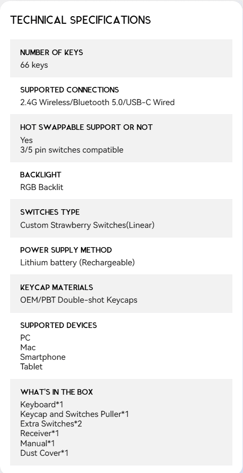 ATTACK SHARK X66 SPECS