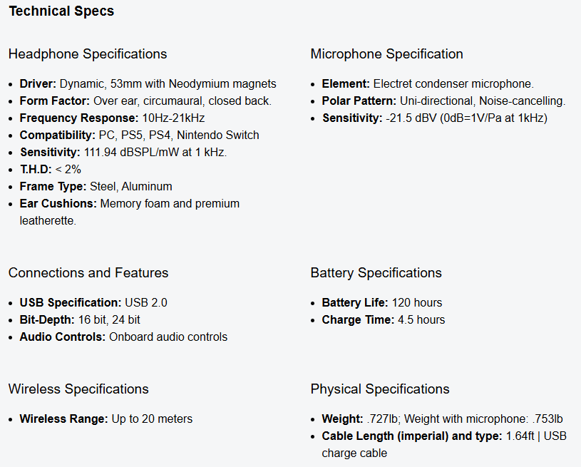 HYPERX CLOUD III WIRELESS SPECS