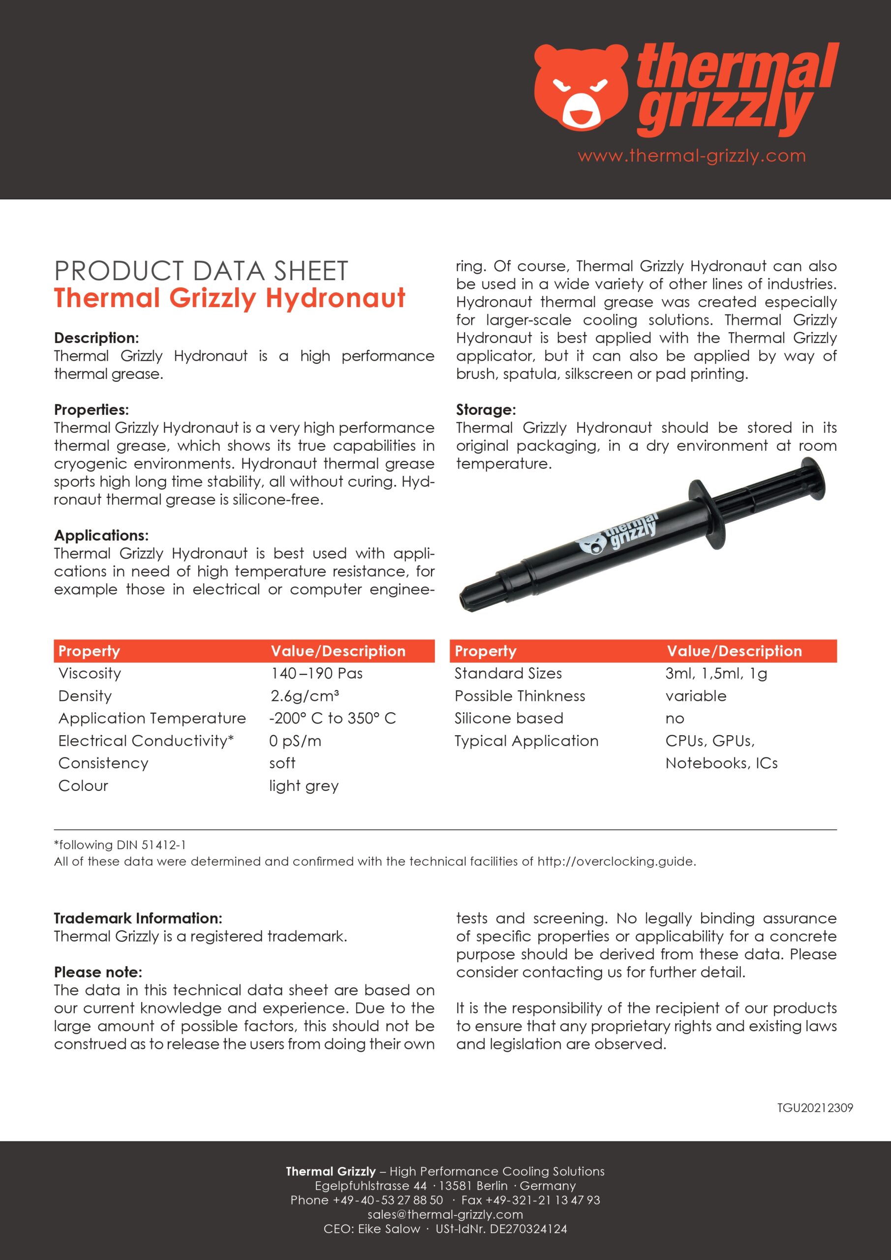 THERMAL GRIZZLY HYDRONAUT SPECS