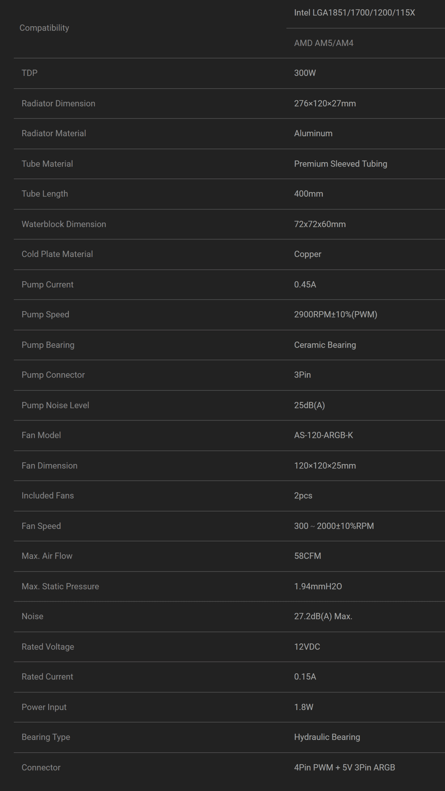ID-COOLING FX240 INF BLACK SPECS