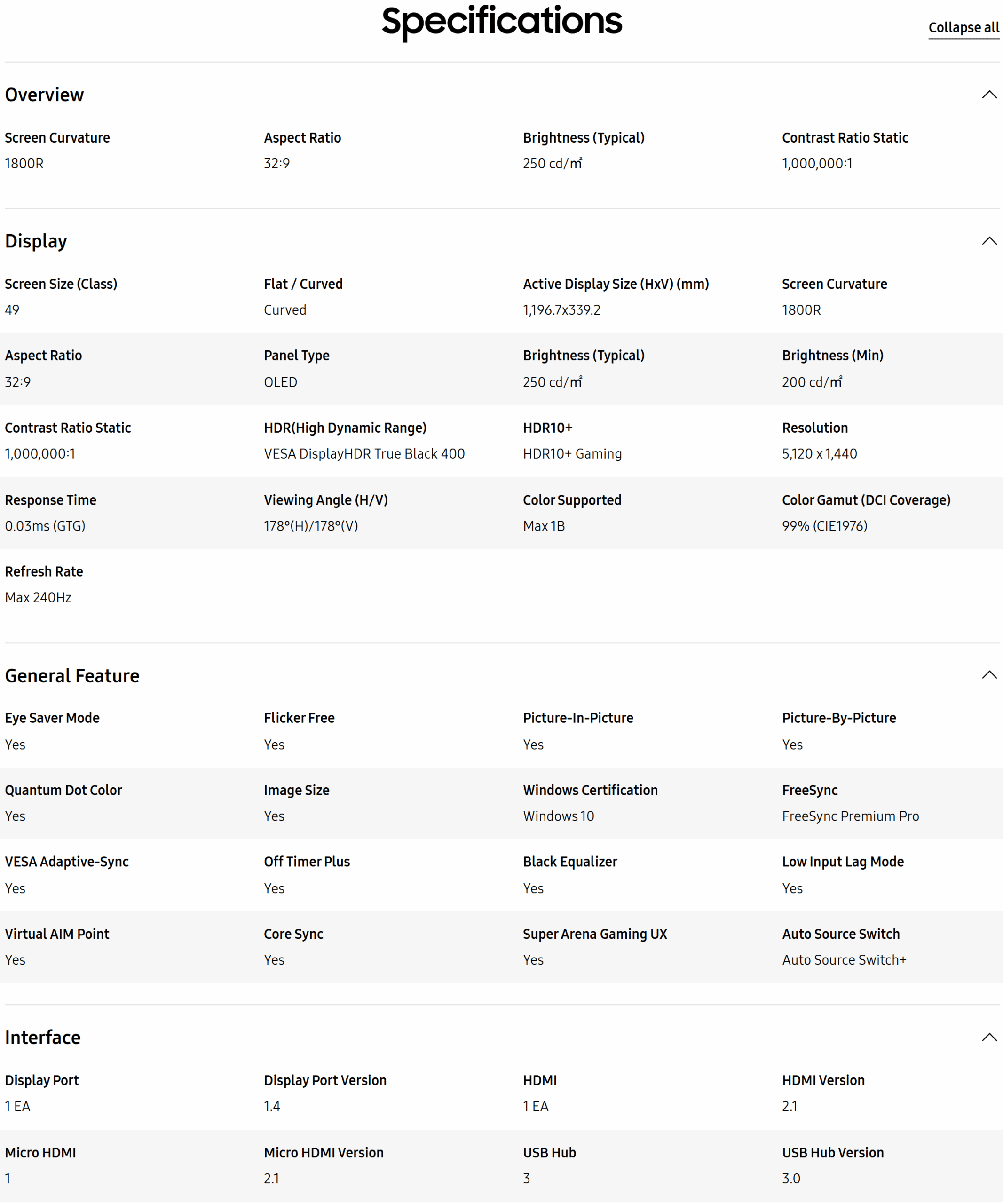 SAMSUNG ODYSSEY G9 OLED G93SC SPECS