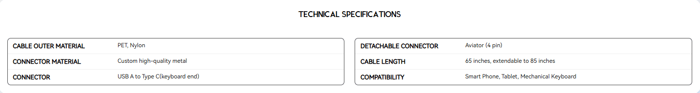 ATTACK SHARK C01PRO COILED CABLE SPECS