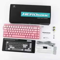 Aula Hero 68 HE 65% Wired RGB Magnetic Gaming Keyboard – Pink (Side-printed)/White (Side-printed)/Black Light/White Light/White Contours/Pink Contours/Purple Contours [Meteor/Dragon King Switch] - image 4