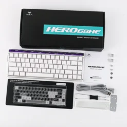 Aula Hero 68 HE 65% Wired RGB Magnetic Gaming Keyboard – Pink (Side-printed)/White (Side-printed)/Black Light/White Light/White Contours/Pink Contours/Purple Contours [Meteor/Dragon King Switch] - image 8