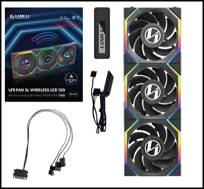 LIAN LI UNI FAN SL WIRELESS LCD 120 REVERSE BLADE BLACK