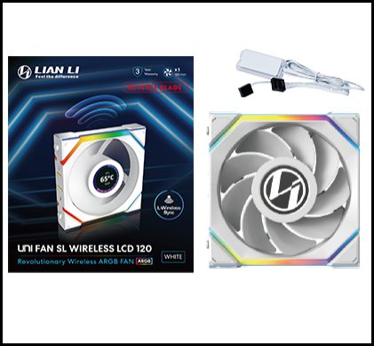 LIAN LI UNI FAN SL WIRELESS LCD 120 REVERSE BLADE WHITE