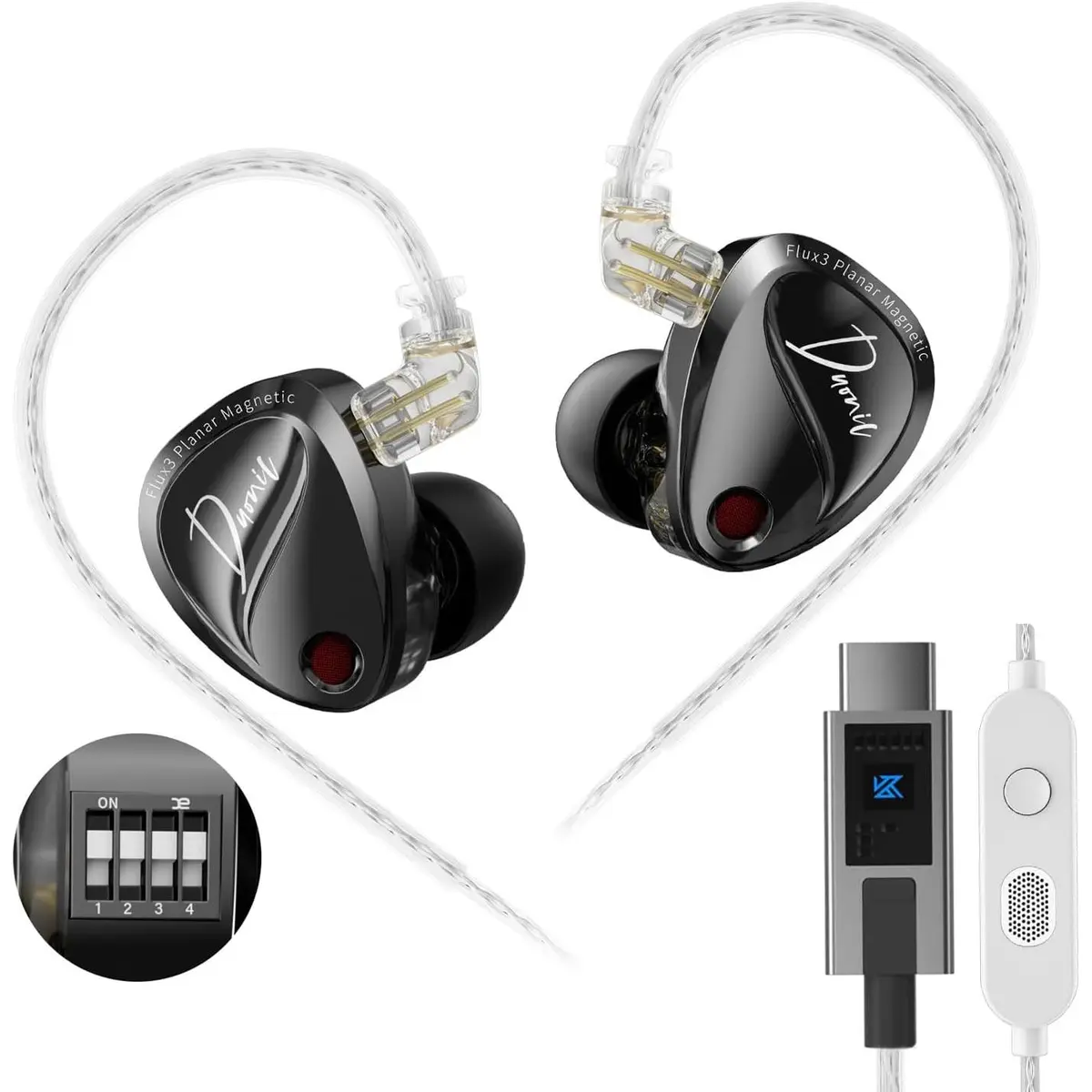 KZ DUONIC BLACK USB-C BASS IMPROVED VERSION WITH SWITCHES