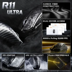 Attack Shark R11 Ultra Carbon Fiber Wireless 8K Mouse – Forged Black/Weave Black - image 3