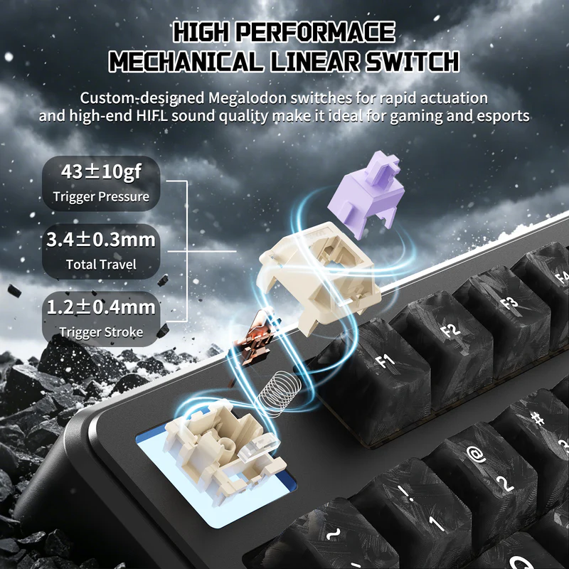 Attack Shark X87 Ultra Wireless 8K TKL RGB Mechanical Gaming Keyboard – Forged Carbon/Iced Orange/Shadow Jade (Megalodon Switches) image 5