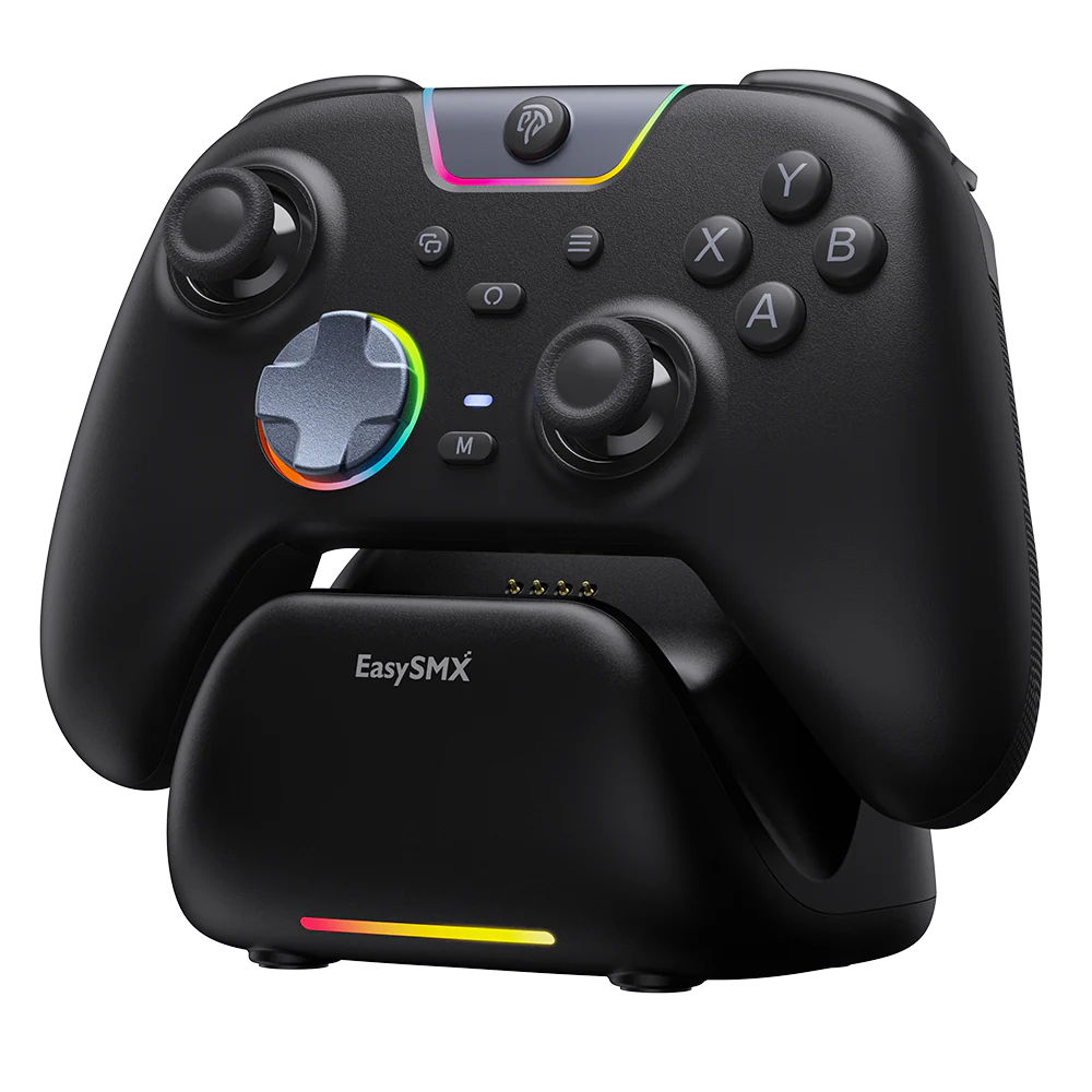 EasySMX X05Pro Wireless Gaming Controller with Charging Dock, Quiet Button and Hall Effect Joysticks – Black/White/Aurora Purple Price in Pakistan