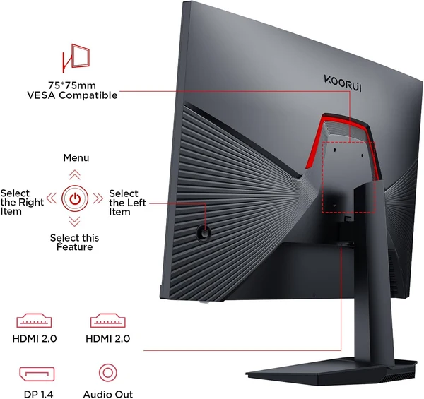 Koorui G2711P, 27″ (1920×1080) FHD 200Hz 1ms, Fast IPS Gaming Monitor image 3