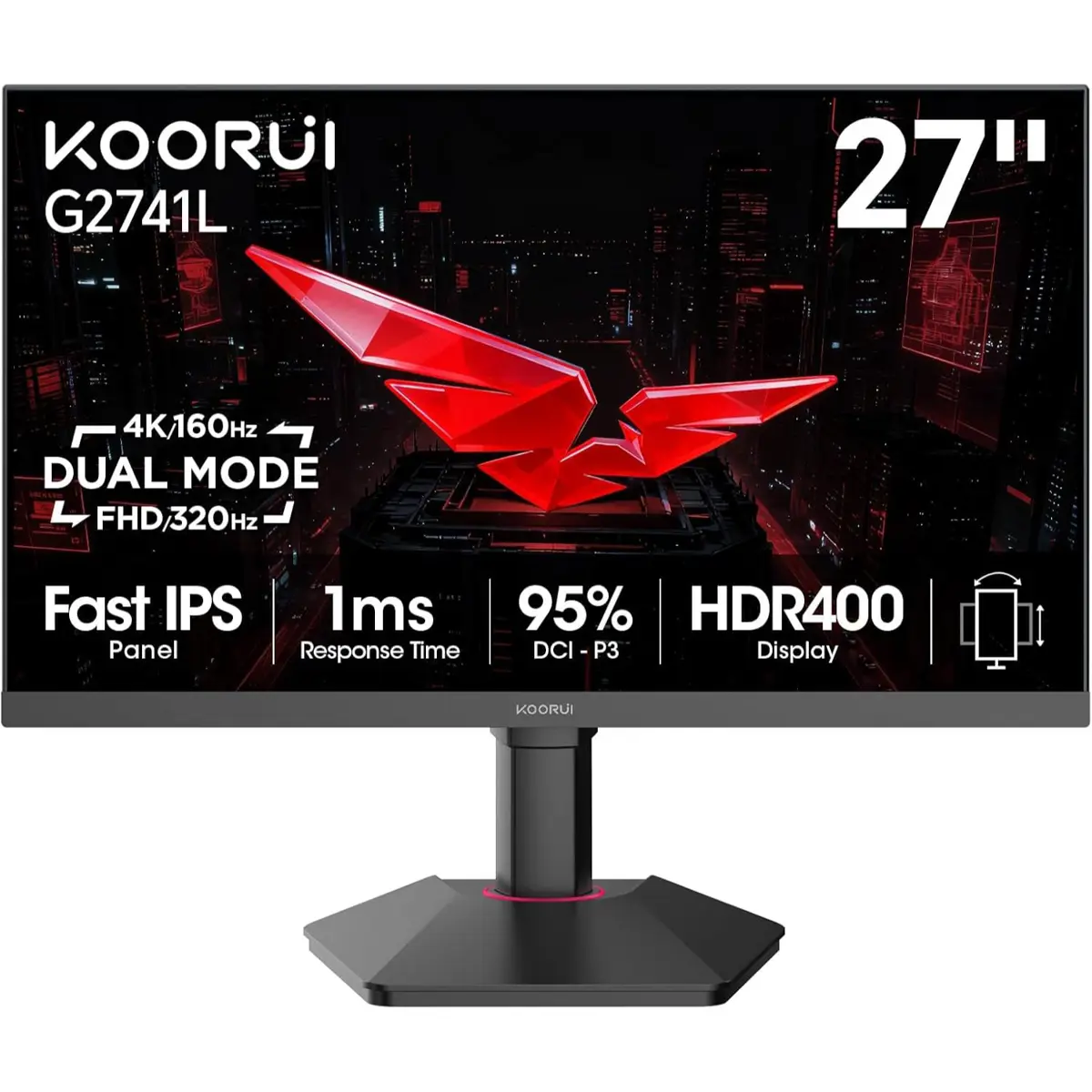 Koorui G2741L, 27″ Dual Mode 4K 160Hz, FHD 320Hz 1ms, IPS Gaming Monitor Price in Pakistan