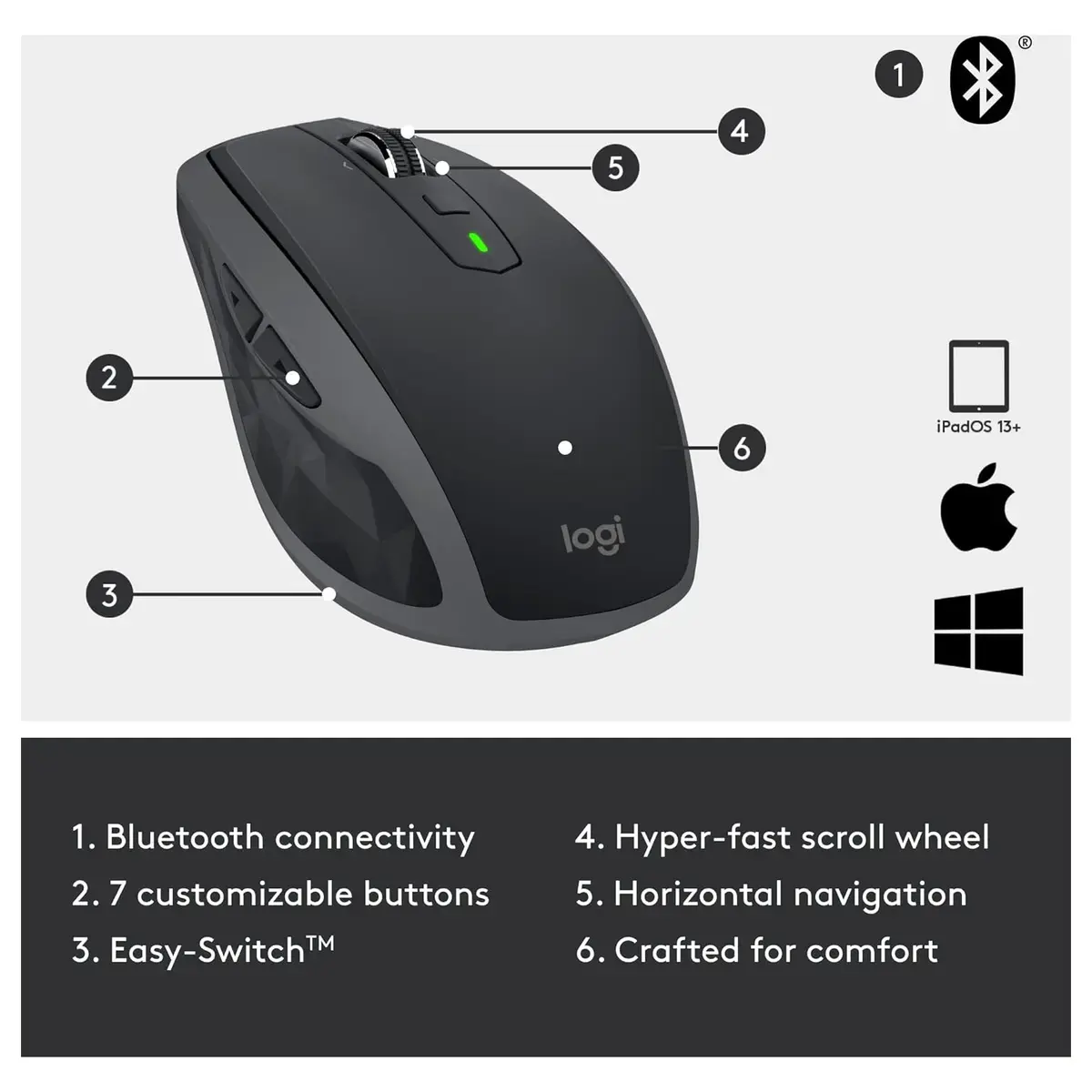 Logitech MX Anywhere 2S Wireless Mouse – Graphite image 3