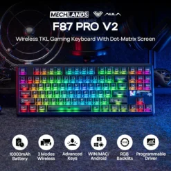 Aula F87 Pro V2 TKL Wireless RGB Gaming Keyboard – Black Frosted (LEOBOG Ice Crystal Switches) - image 2