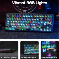 Aula F87 Pro V2 TKL Wireless RGB Gaming Keyboard – Black Frosted (LEOBOG Ice Crystal Switches) - image 3