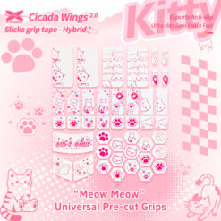 X-Raypad Cicada Wings Kitty Slicks Universal Pre-Cut Tacky Mouse Grip (Grip Tape) – Black Kitty/Pink Kitty/White Kitty - image 3